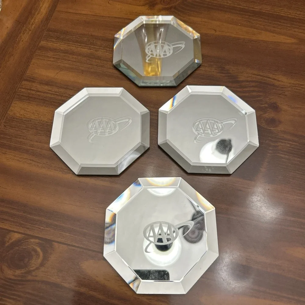 AAA Mirror Drink Coasters Set 4 Advertisement‎